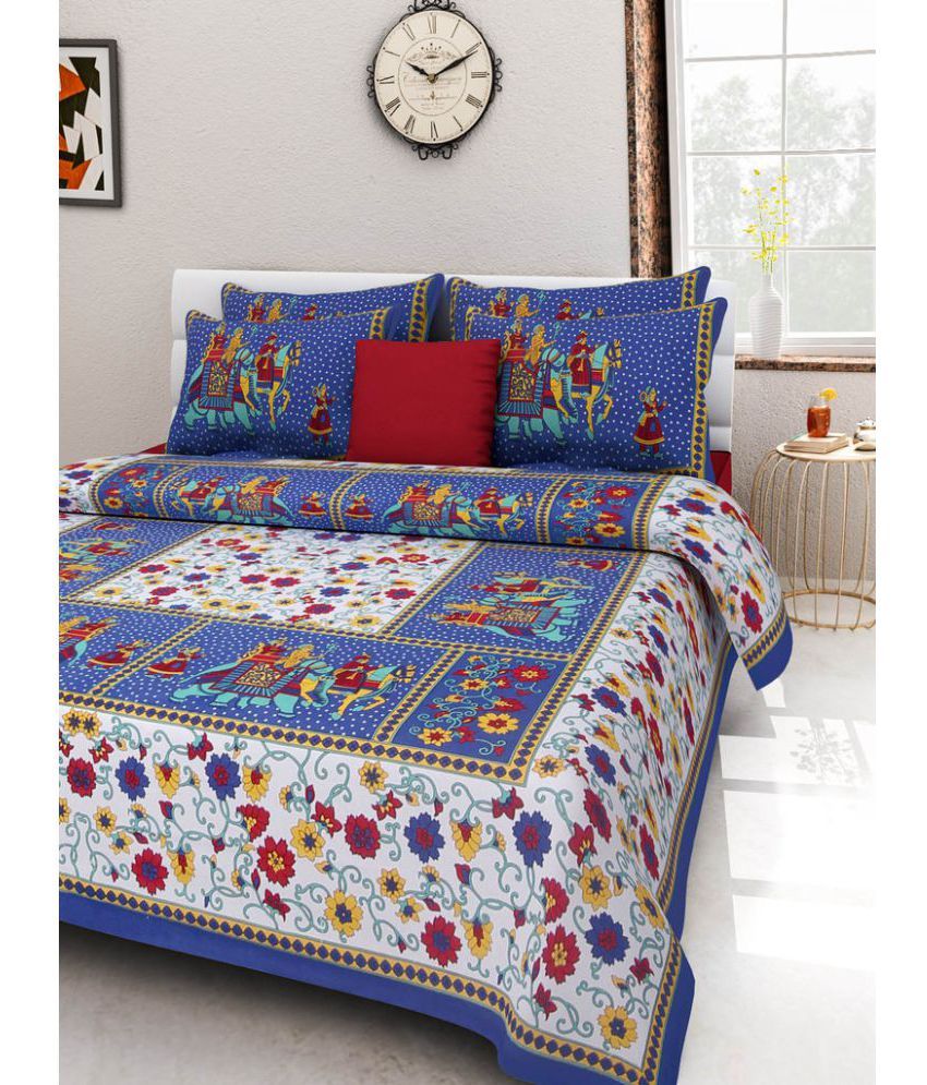     			Uniqchoice Double Cotton Multicolor Traditional Bed Sheet