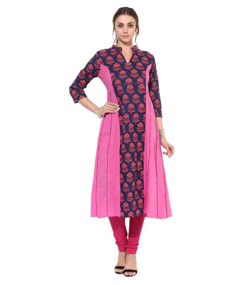 Get Glamr - Multicolor 100% Cotton Women's Straight Kurti ( Pack of 1 )