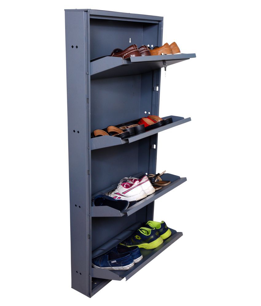 Clever Wall Mounted Shoe Rack with 4 Shelves 24'' wide ...