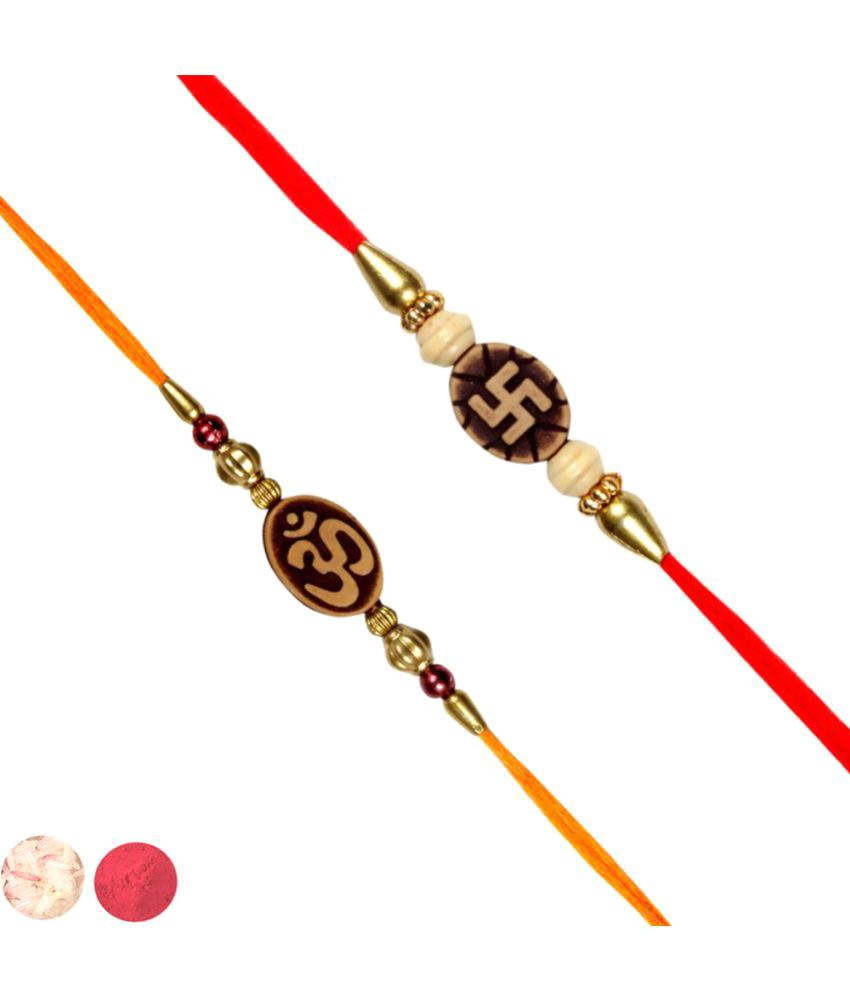     			Thread Multicolour Rakhi With Roli & Rice For Tilak/Traditional Rakhi/Raksha Bandhan/Rakhi For Brother - Combo Pack