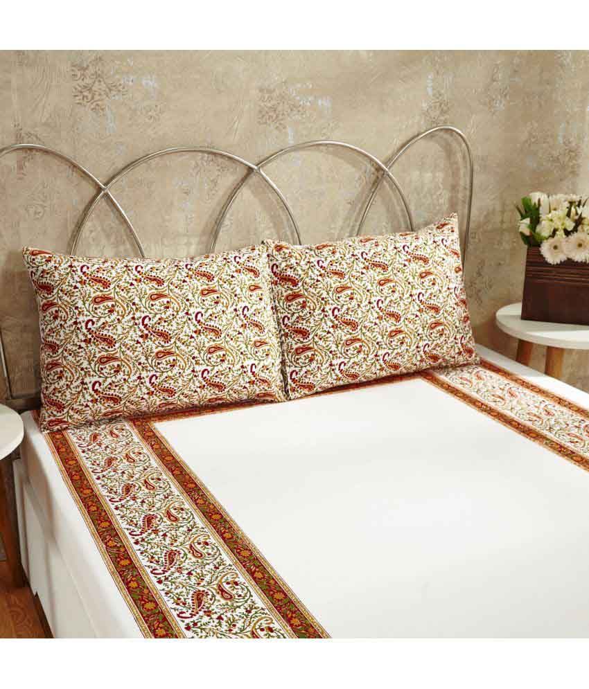 Ratan Jaipur Double Cotton White Traditional Bed Sheet Buy Ratan Jaipur Double Cotton White