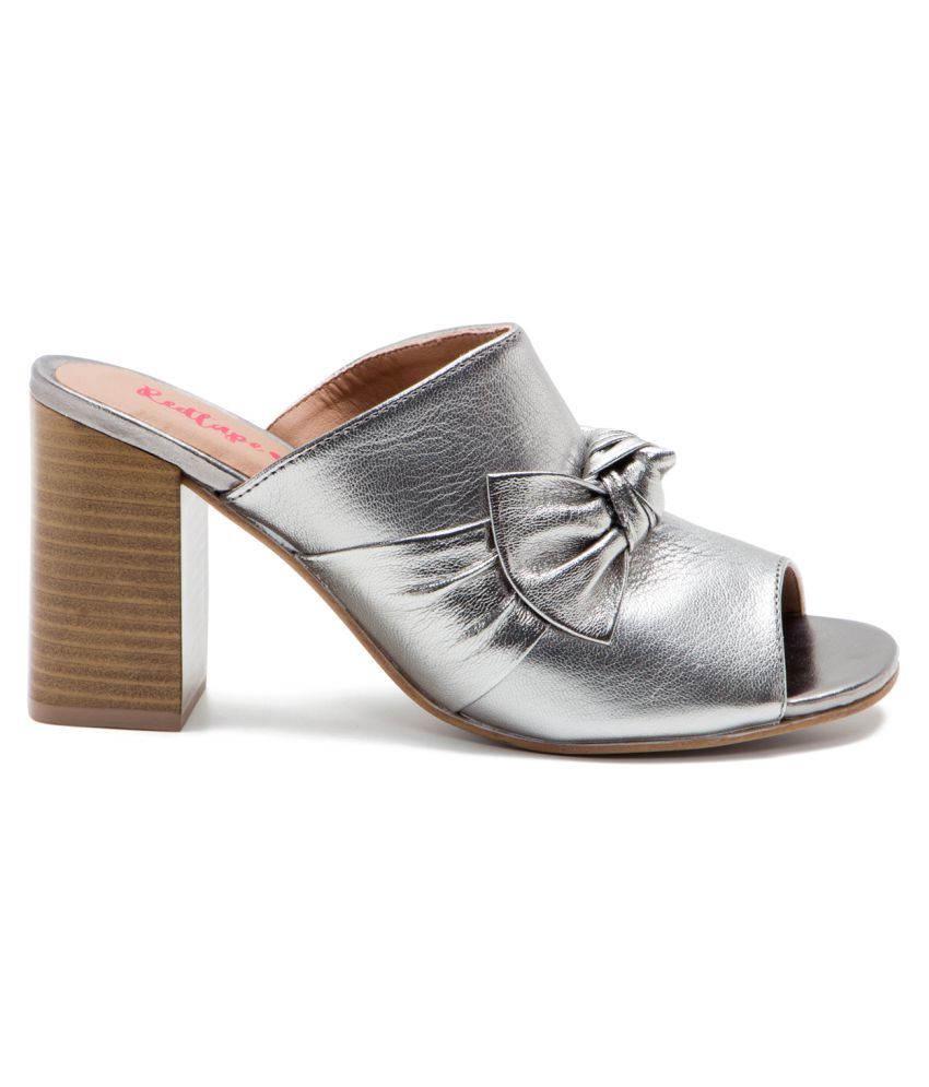 red tape silver shoes