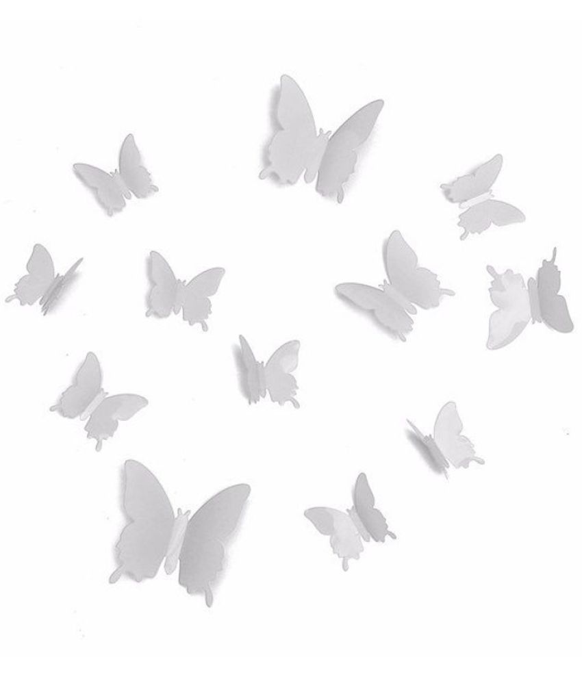     			Jaamso Royals Wall Sticker -3D Butterfly PVC Vinyl White Wall Sticker - Pack of 1