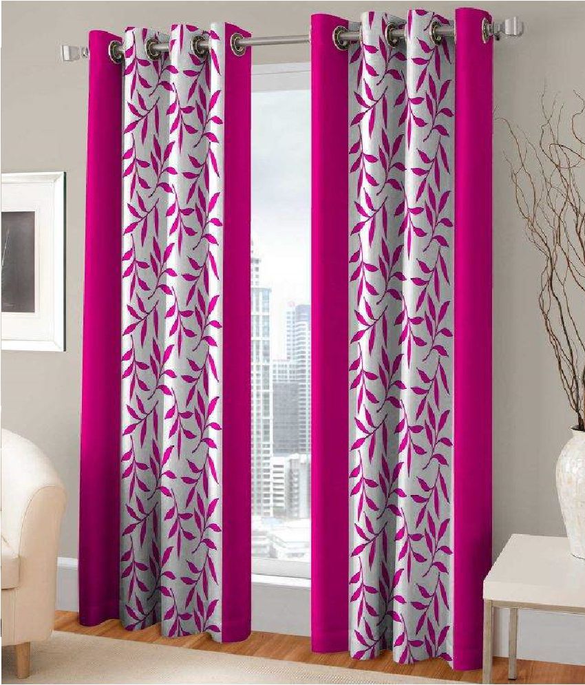     			Fashion Fab Set of 2 Window Eyelet Curtains Floral Multi Color