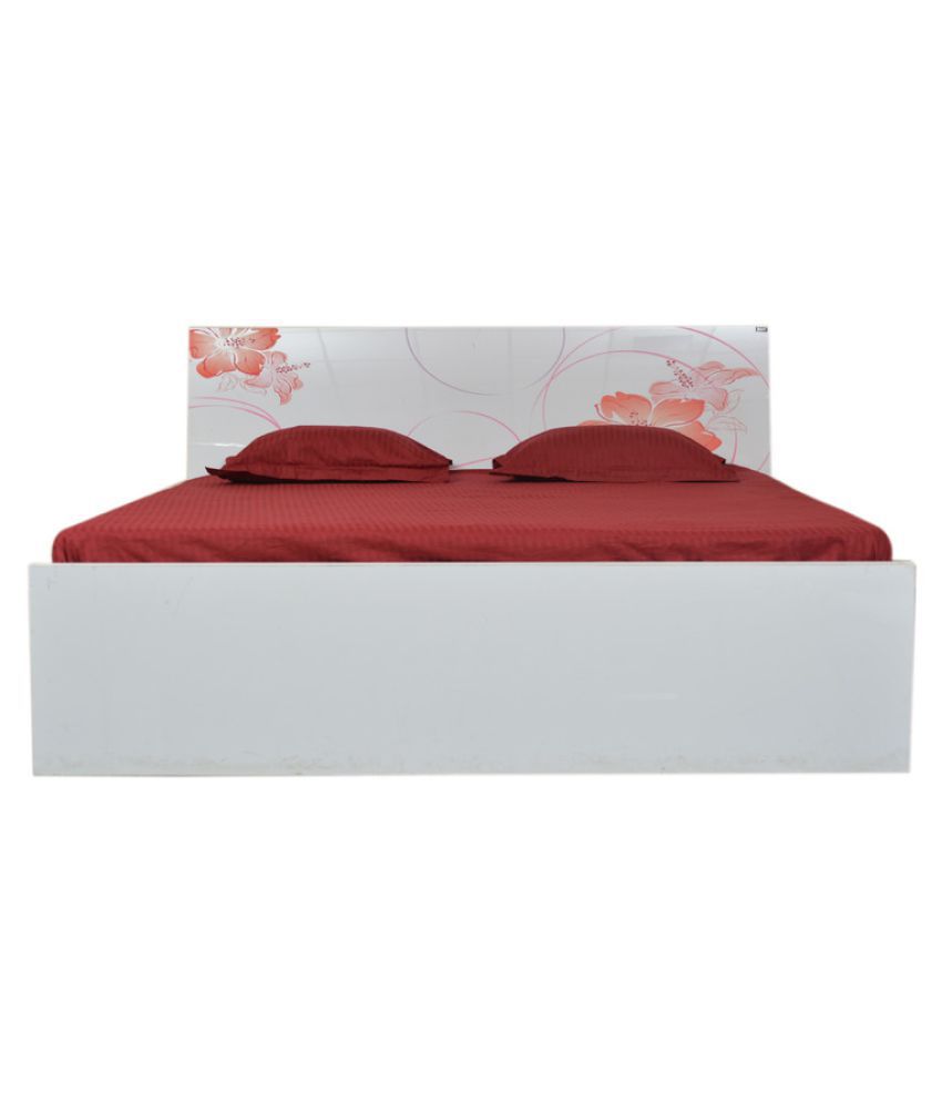 White Queen Storage Bed  Queen  Size Bed  with Storage  in White  Orange Colour by 
