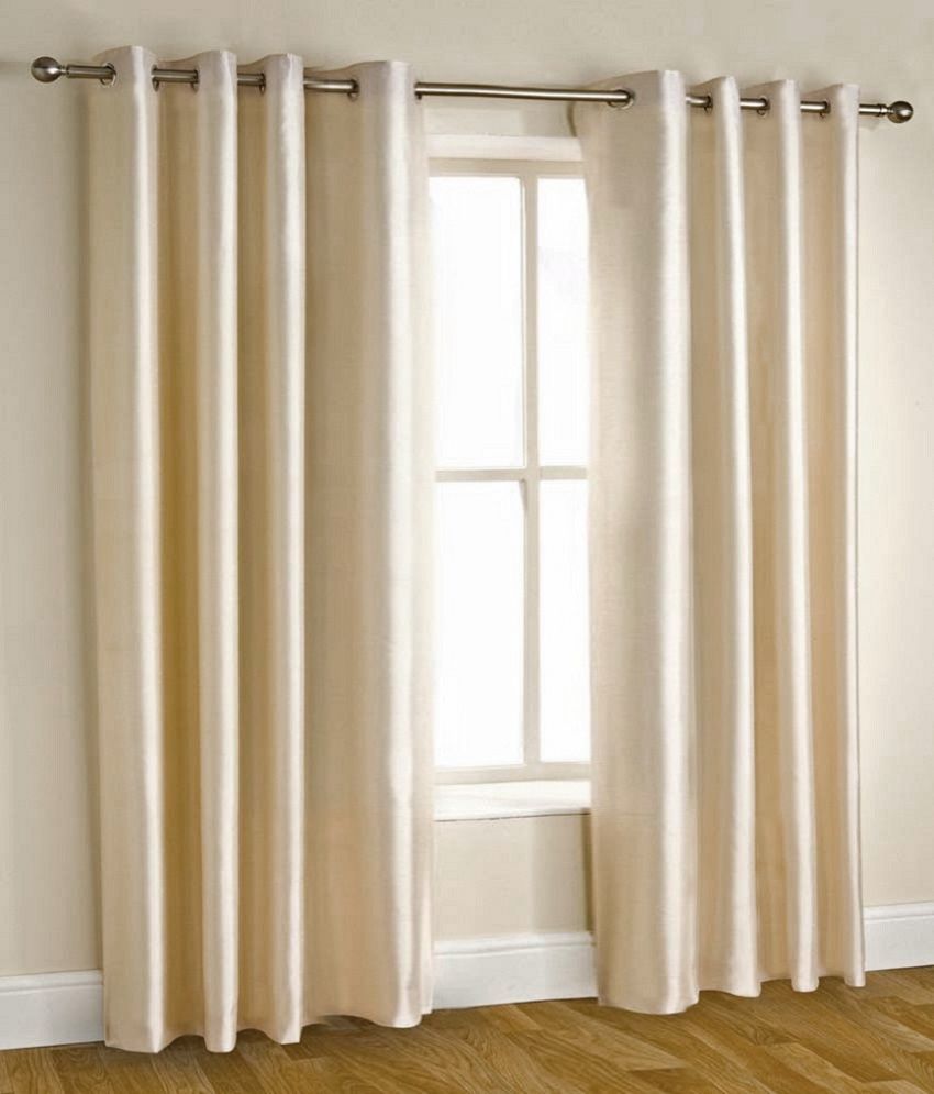     			Homefab India Plain Semi-Transparent Eyelet Door Curtain 6ft (Pack of 2) - Cream