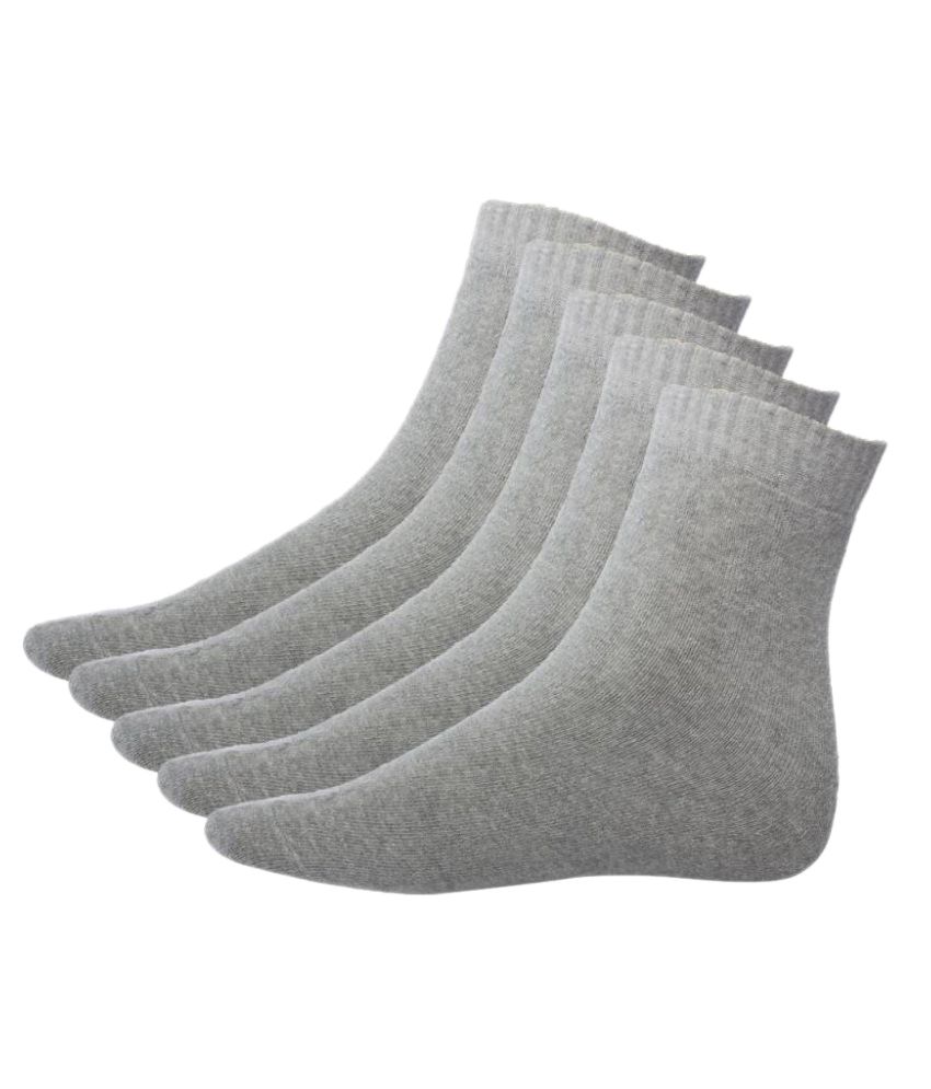     			Tahiro Grey Cotton Ankle Length Socks - Pack Of 5