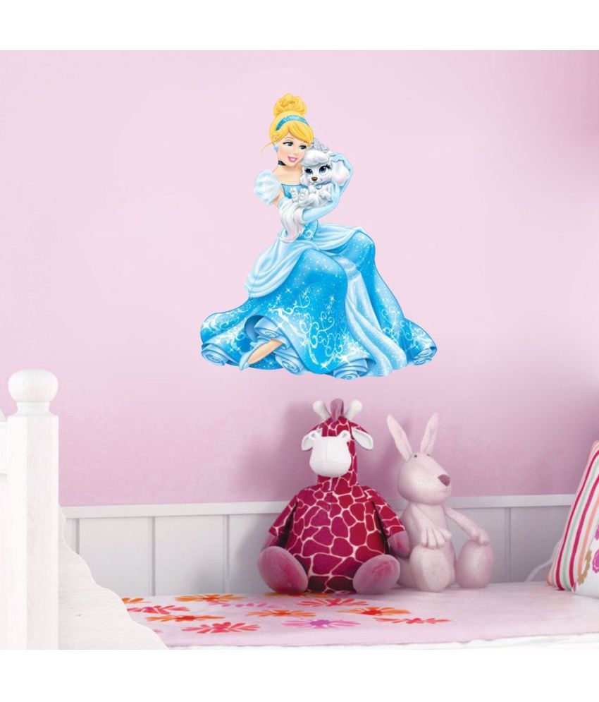     			Decor Villa Blue Fairy PVC Multicolour Wall Sticker - Pack of 1