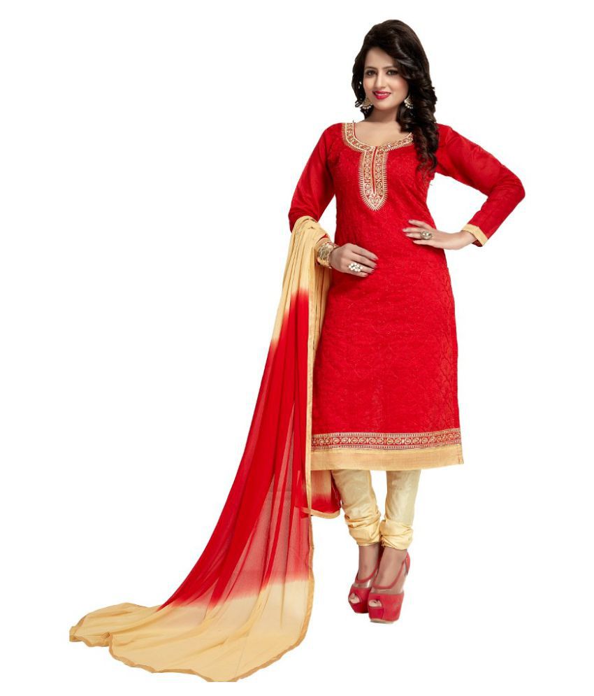 Fstore Red Cotton Dress Material - Buy Fstore Red Cotton Dress Material ...