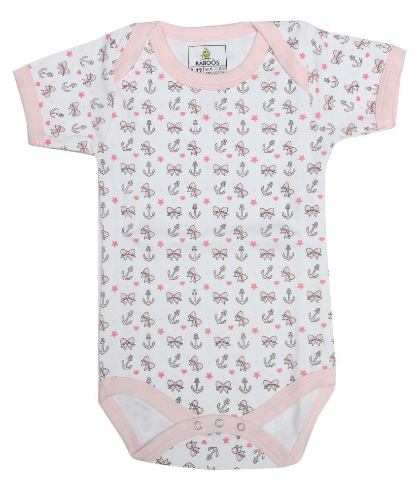     			Kaboos White Colour Cotton Printed Romper For Kids