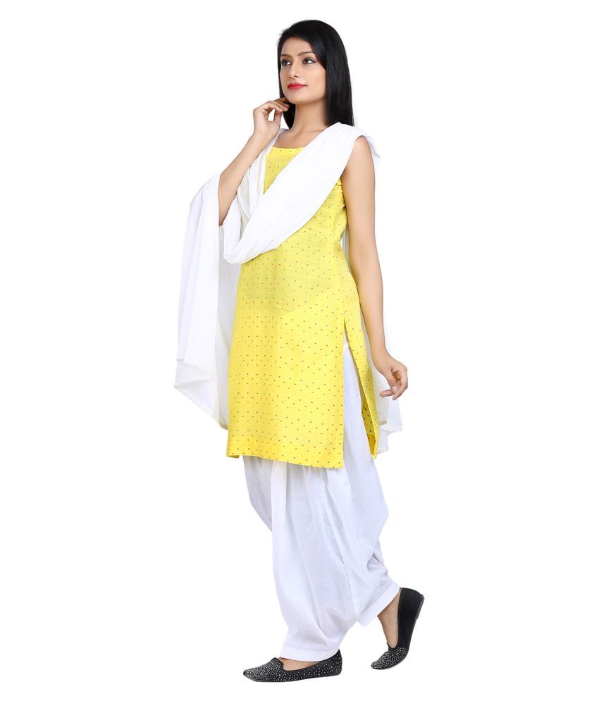 yellow kurti white salwar