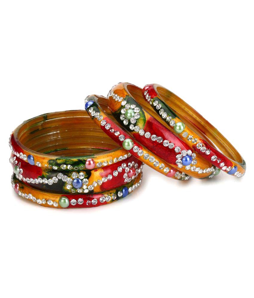     			Somil Multi Color 2 Kada & 4 Bangle Set decorative With Colorful Beads & Stones With Safety Box-DM_2.2