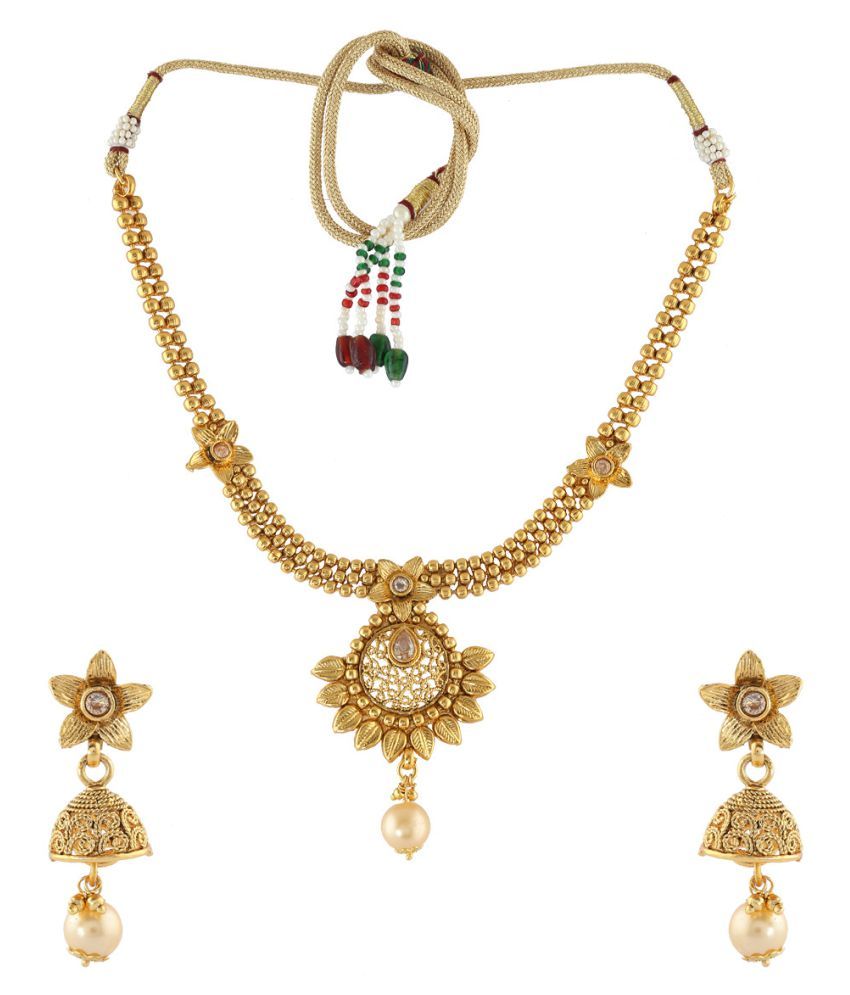 Anuradha Art Golden Colour Flower Styled Designer Traditional Necklace ...