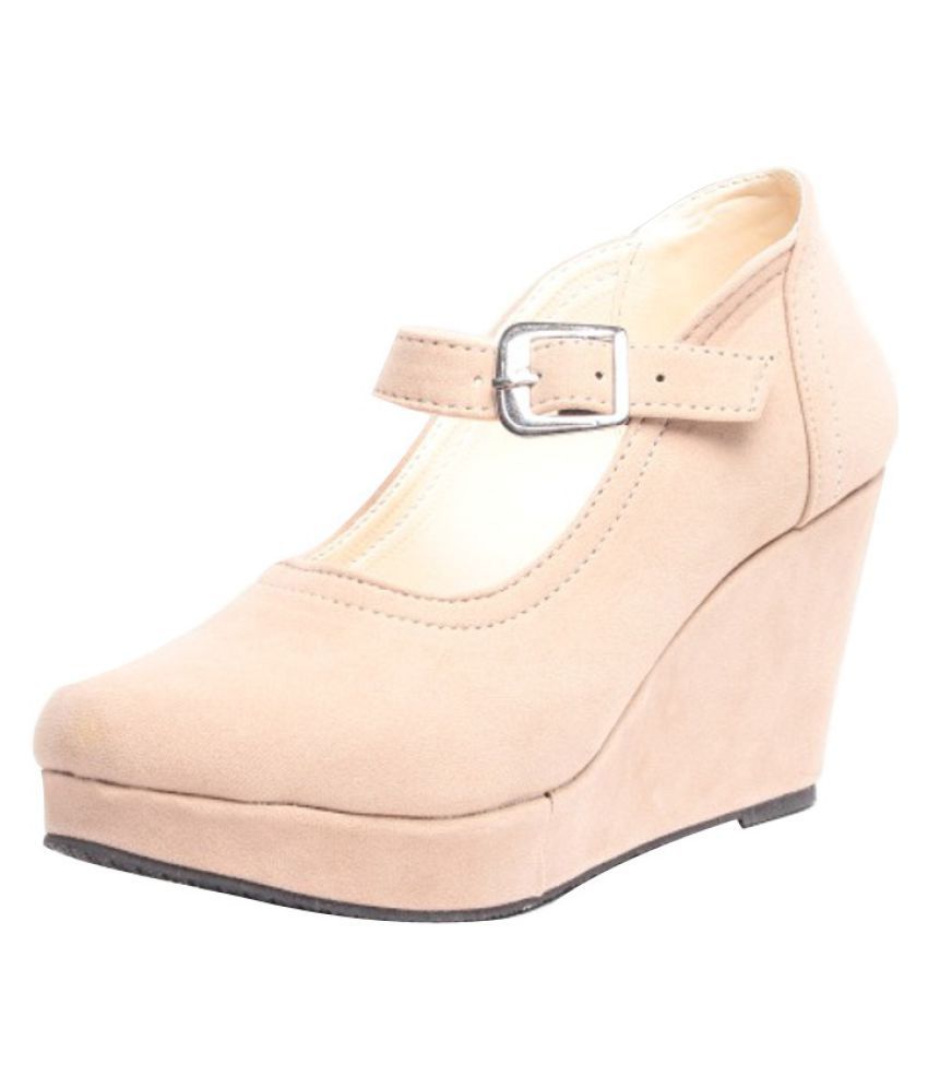 wedge beige heels