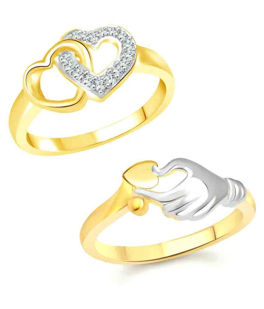     			Vighnaharta Valentine Best Gift CZ Gold and Rhodium Plated Alloy Combo Ring set for Women and Girls [1050FRG-1082FRG] - [VFJ1237FRG12]