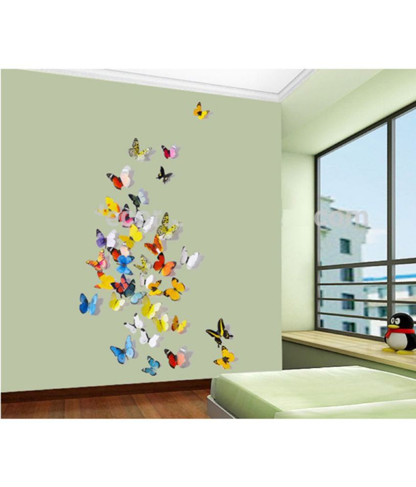     			Jaamso Royals Wall Sticker -3D Butterfly PVC Vinyl Multicolour Wall Sticker - Pack of 1