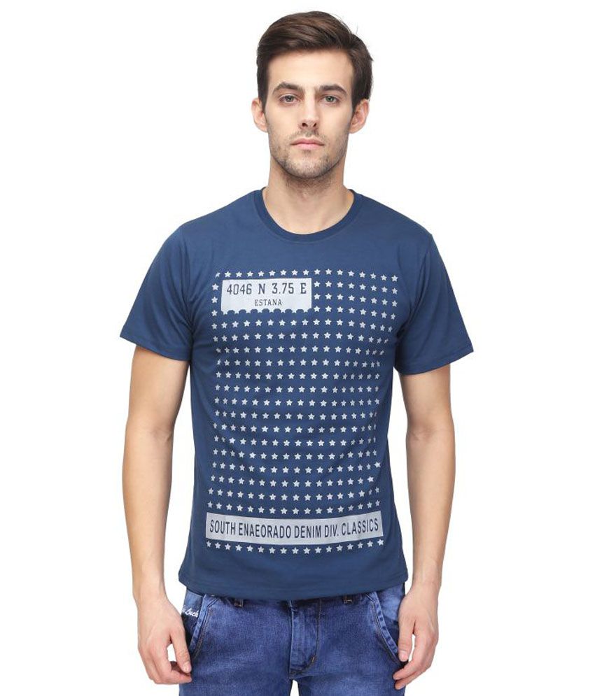 Be-Beu Blue Round T-Shirt - Buy Be-Beu Blue Round T-Shirt Online at Low ...