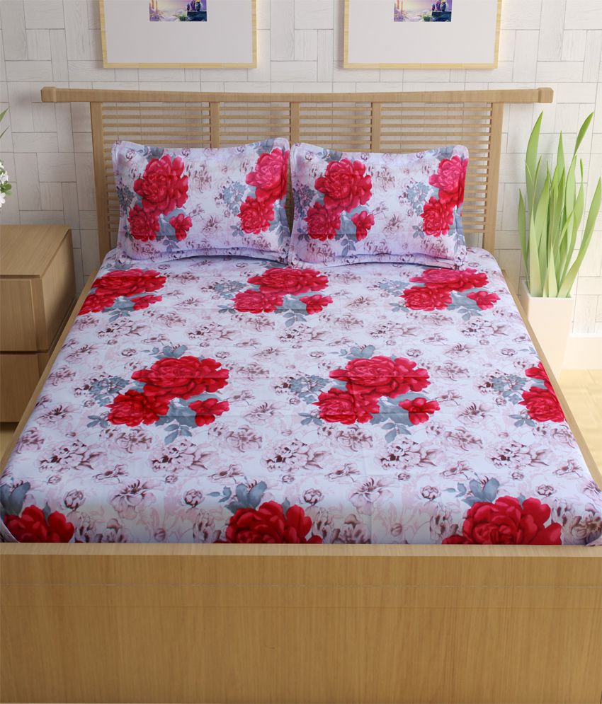     			Divine Casa Double Cotton Multi Floral Bed Sheet