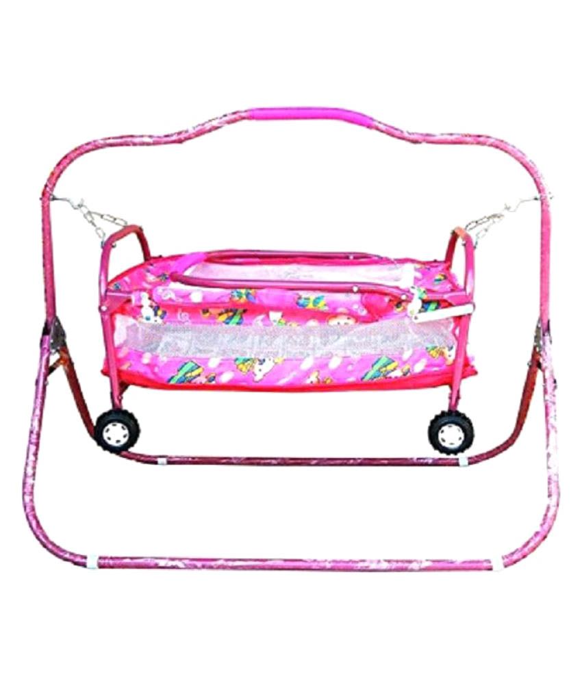 Taaza Garam Newborn Baby Cradle Cot Crib Bassinet Stroller And Swing Baby Boy Girl Birthday Gift Big Jhoola Pink