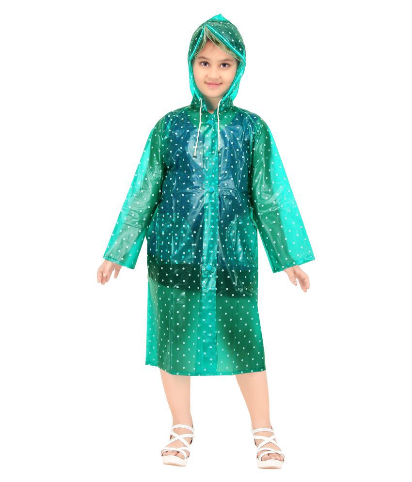    			Goodluck Girls Dotted Pattern Full Sleeve Raincoat