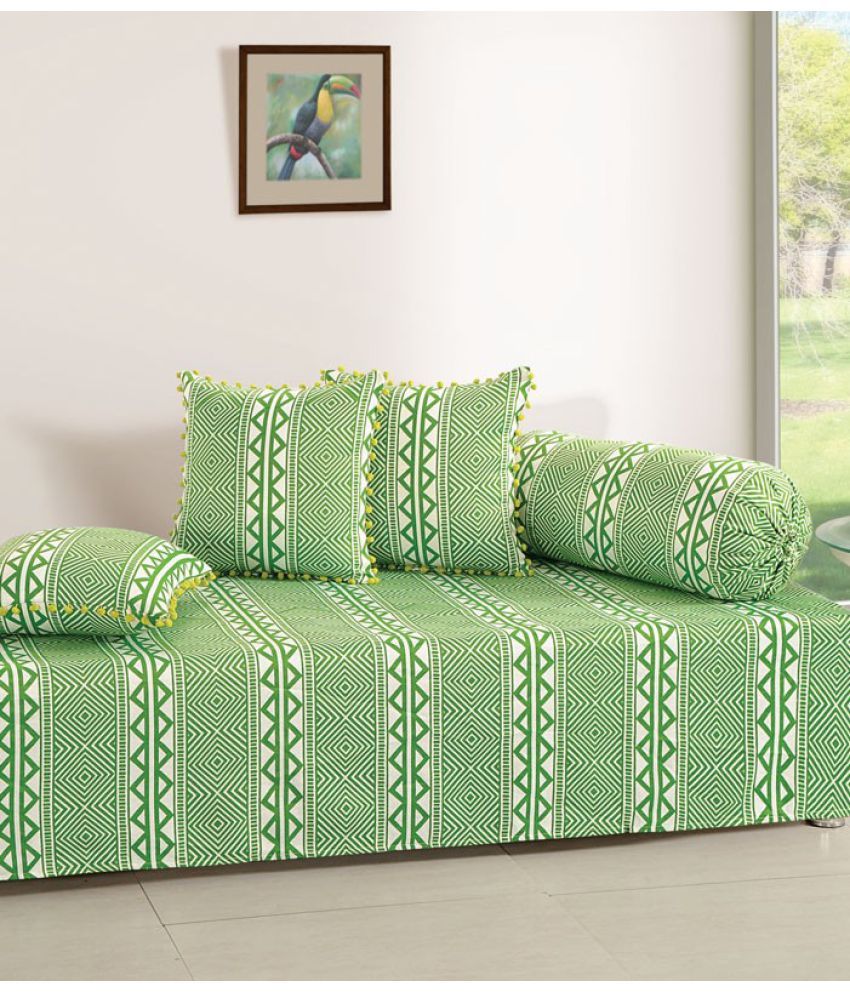 Saavra Cotton Green Diwan Set 6 Pcs Buy Saavra Cotton Green Diwan Set