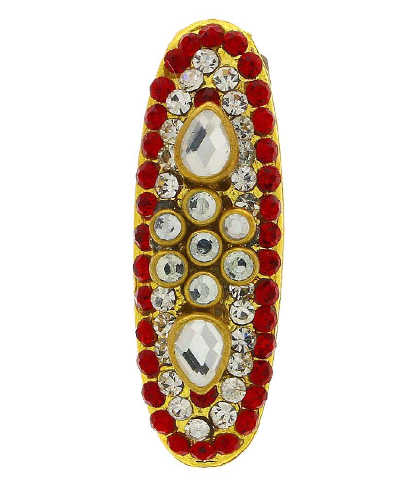 Anuradha Art Presenting Red Colour Oval Shape Designer Wonderful Brooch 