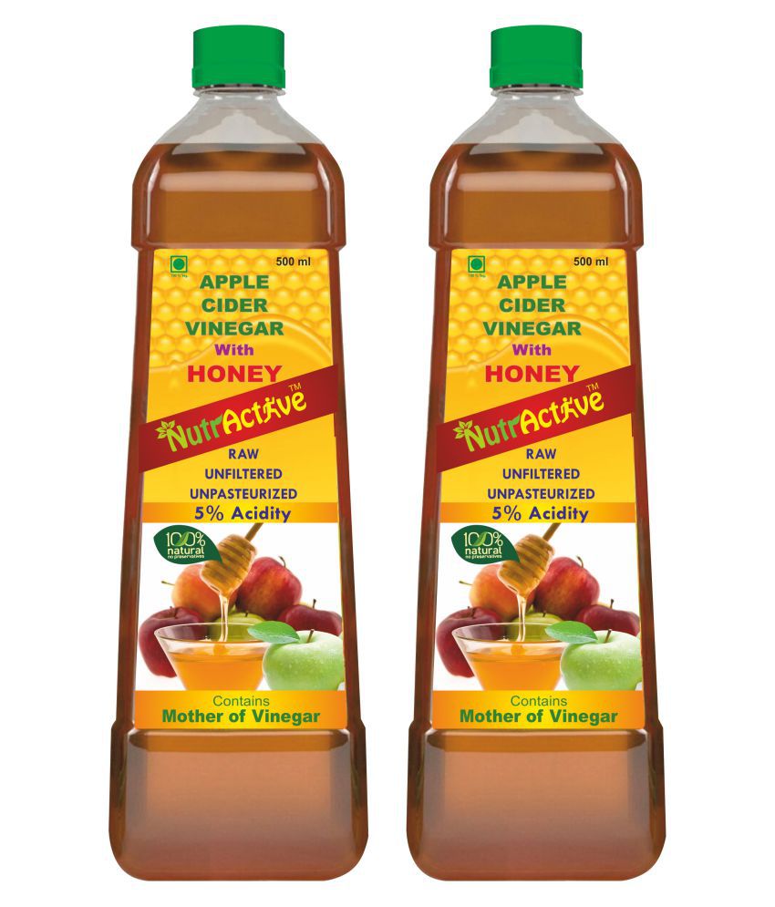 NutrActive 100% Natural Apple Cider Vinegar with Honey & Mother 1000 ml Pack of 2