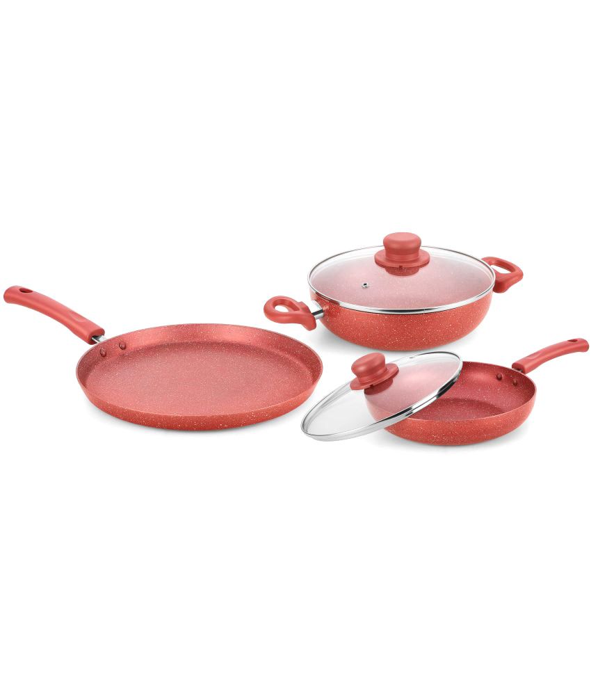 Classic Essentials Induction Bottom 3mm Cookware Set 4Pc (Red) Buy