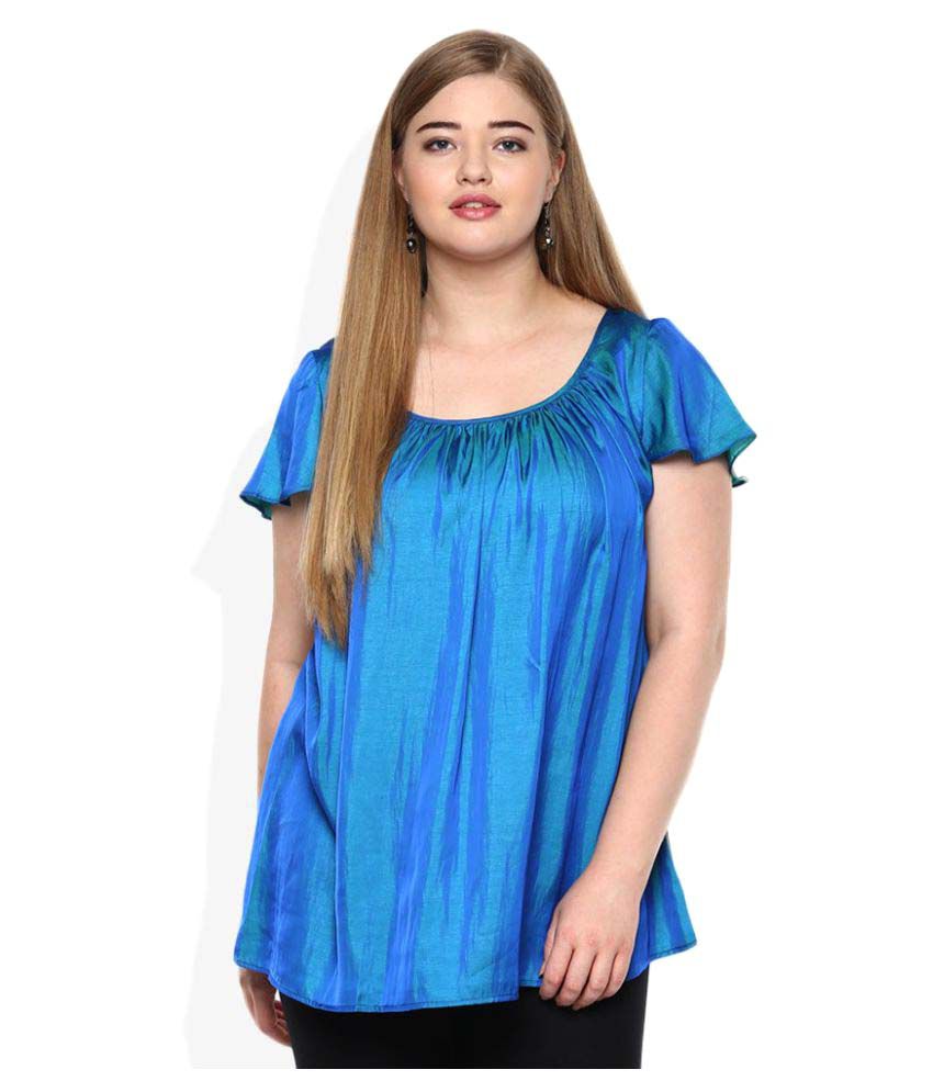 Qurvii Silk Regular Tops - Blue - Buy Qurvii Silk Regular Tops - Blue ...