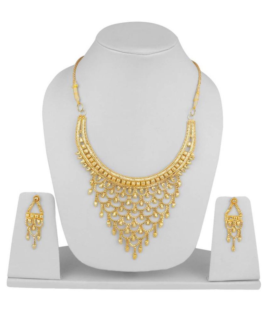 Fj Style Beautiful Gold Plated Brass Necklace Set Buy Fj Style Beautiful Gold Plated Brass 1262