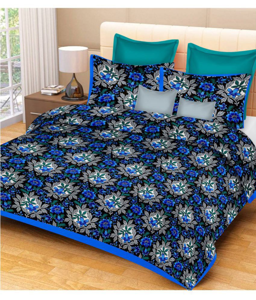 Volvo Queen Cotton Blue Floral Bed Sheet Buy Volvo Queen Cotton Blue Floral Bed Sheet Online