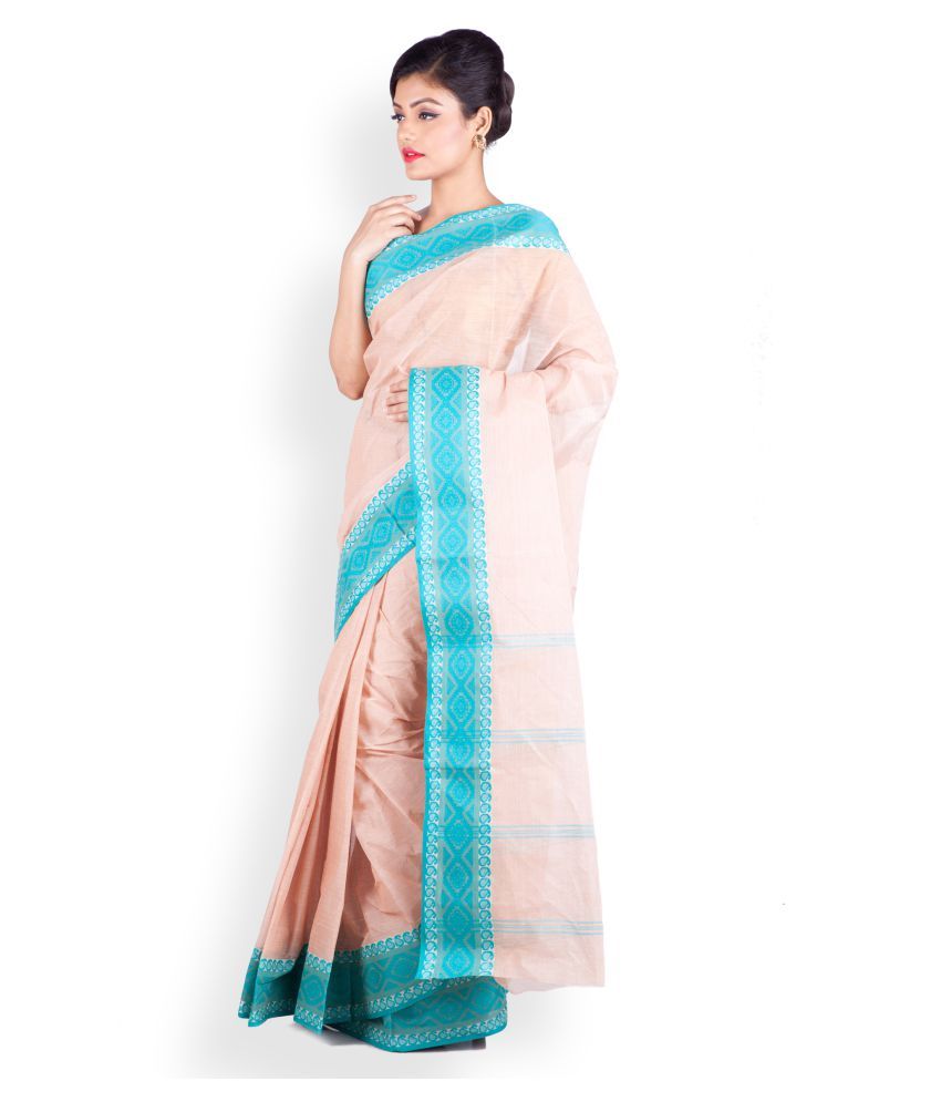 Sangam Kolkata Beige Bengal Handloom Saree - Buy Sangam Kolkata Beige ...