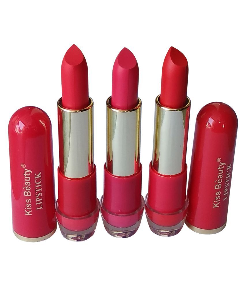 Kiss Beauty Lipstick Matte Long Lasting Multicolor 4 gm Pack of 3 Buy