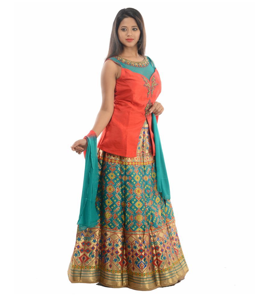 Madona Brocade Kurti With Skirt Stitched Suit Buy Madona Brocade