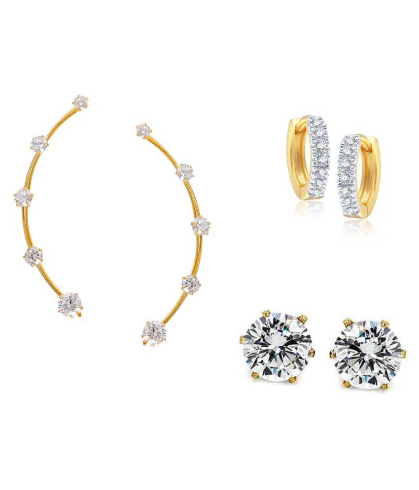     			Zeneme Combo of American Diamond Earrings and Earcuffs Jewellery For Women / Girls