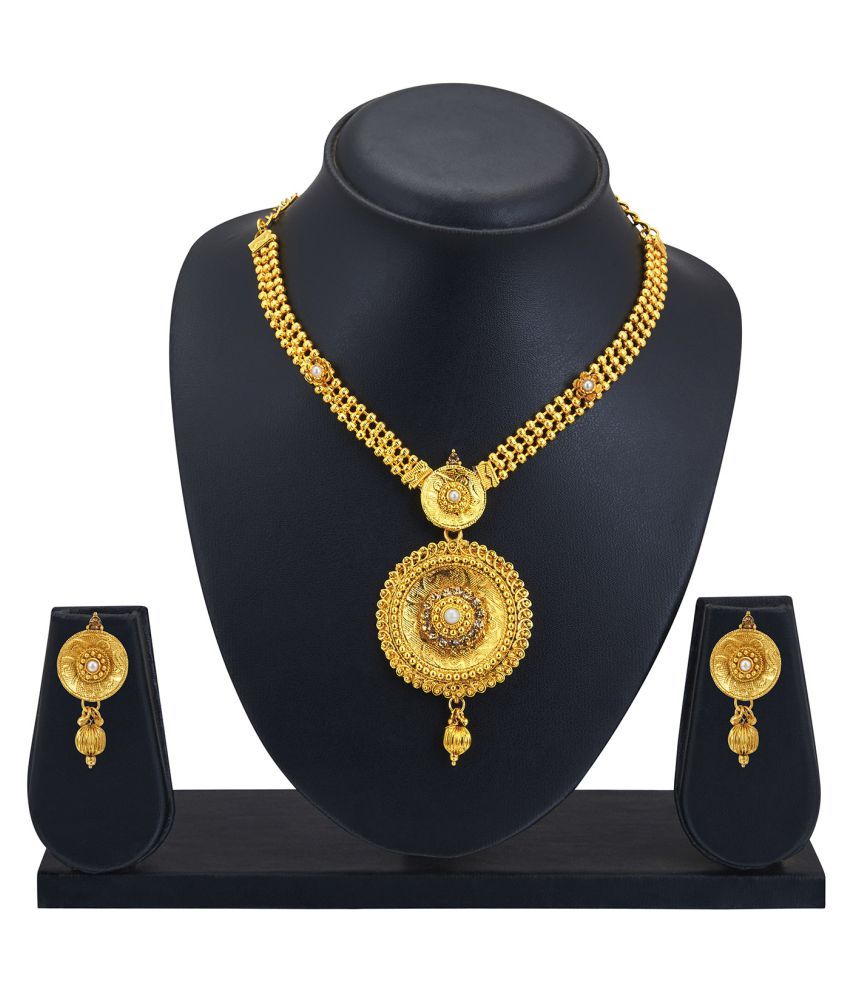 Shining Jewel 24K Traditional Gold Necklace Set (SJ_2232) - Buy Shining 