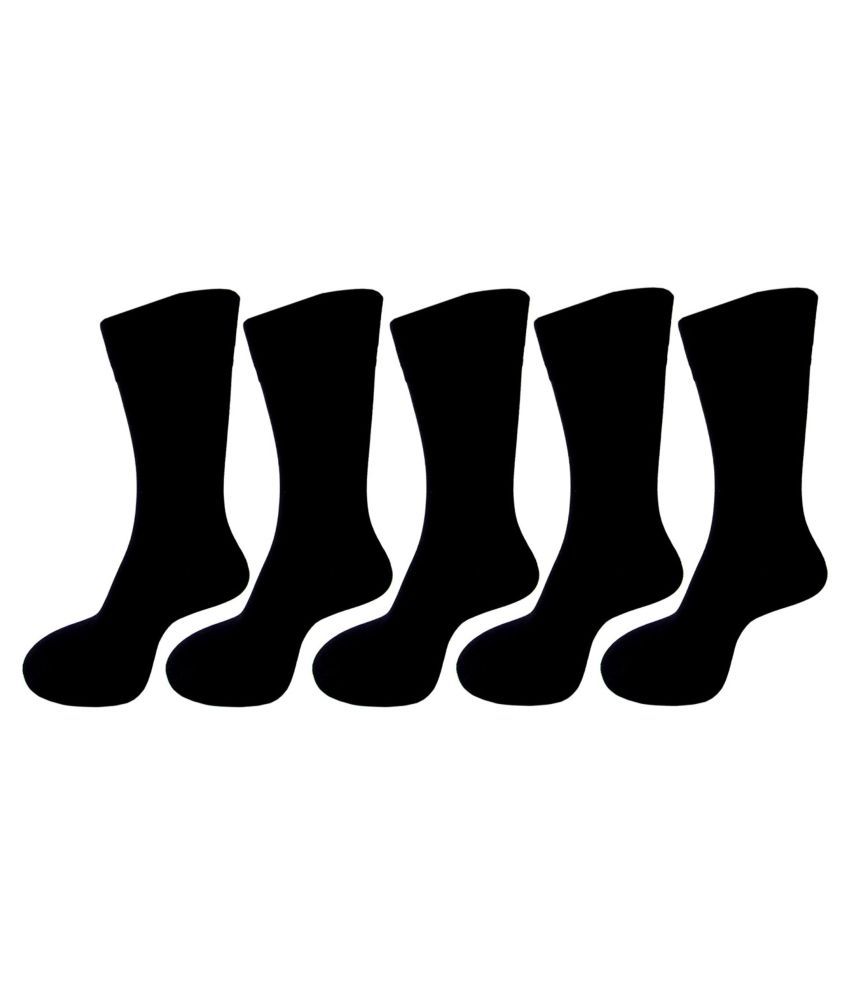     			Tahiro Black Cotton Mid Length Socks - Pack Of 5