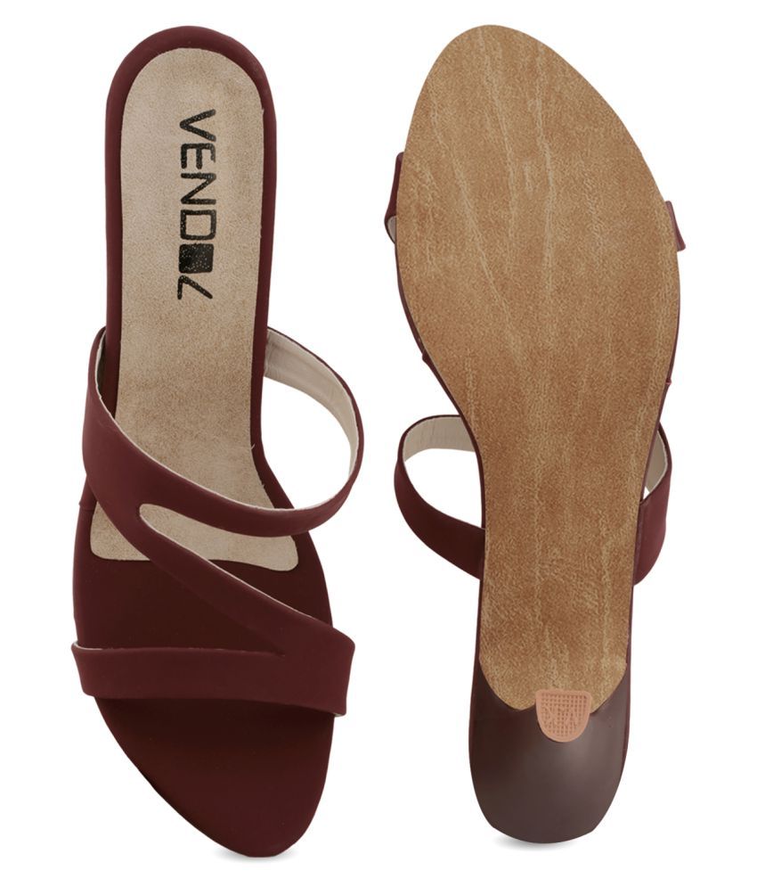 VENDOZ Maroon Kitten Heels Price in India- Buy VENDOZ Maroon Kitten Heels Online at Snapdeal