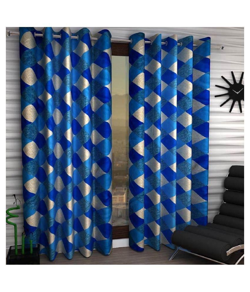     			Tanishka Fabs Blackout Curtain 5 ft ( Pack of 2 ) - Blue