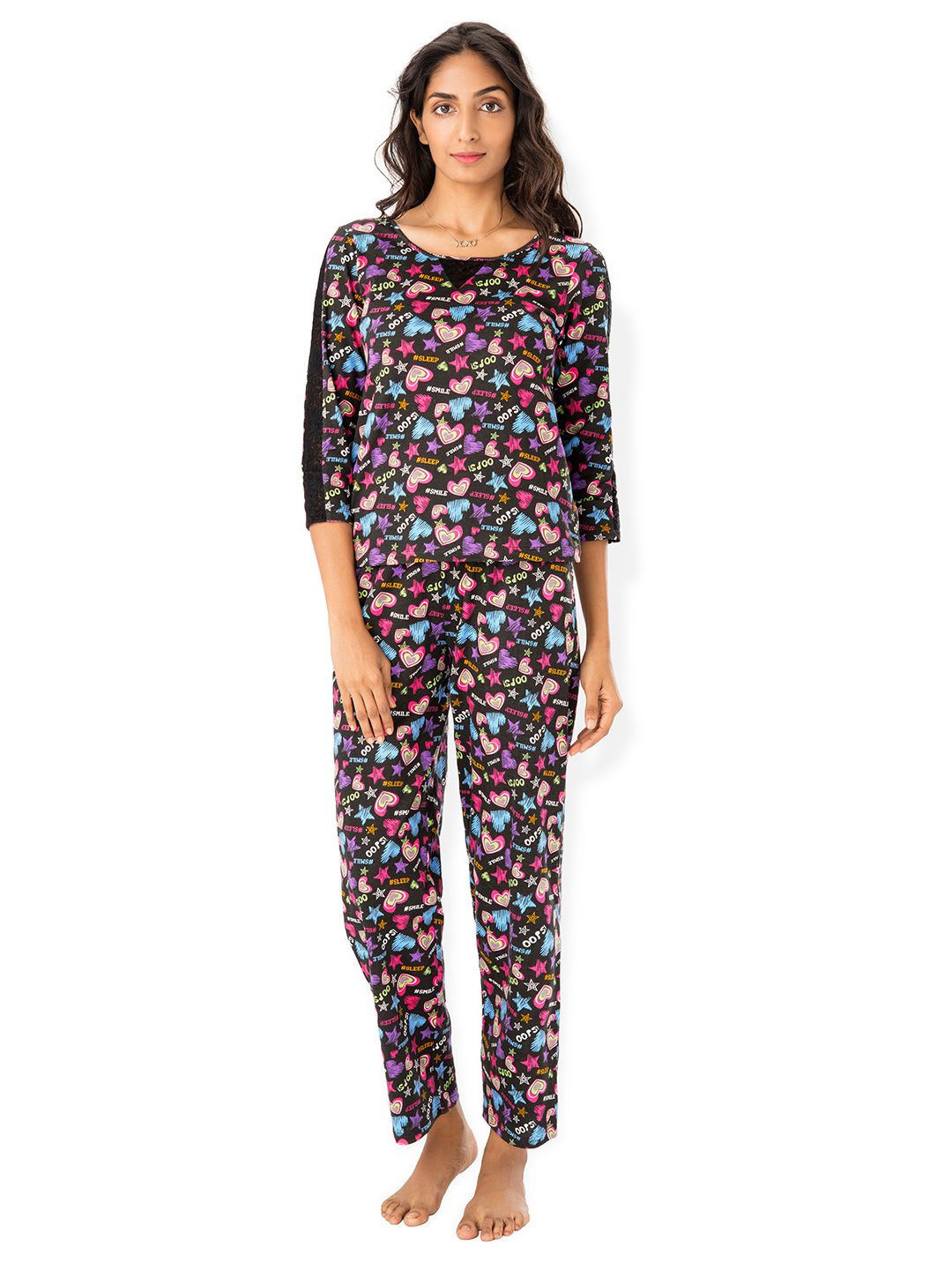 Buy PrettySecrets Cotton Pajamas - Black Online at Best Prices in India ...