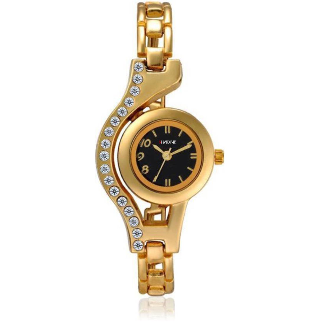 Simone Studded Gold Chain Watch For Girls Price in India: Buy Simone ...