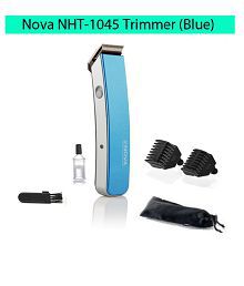 Nova NHT-1045 Rechargeable Cordless: 30 Minutes Runtime Beard Trimmer for Men (Blue)