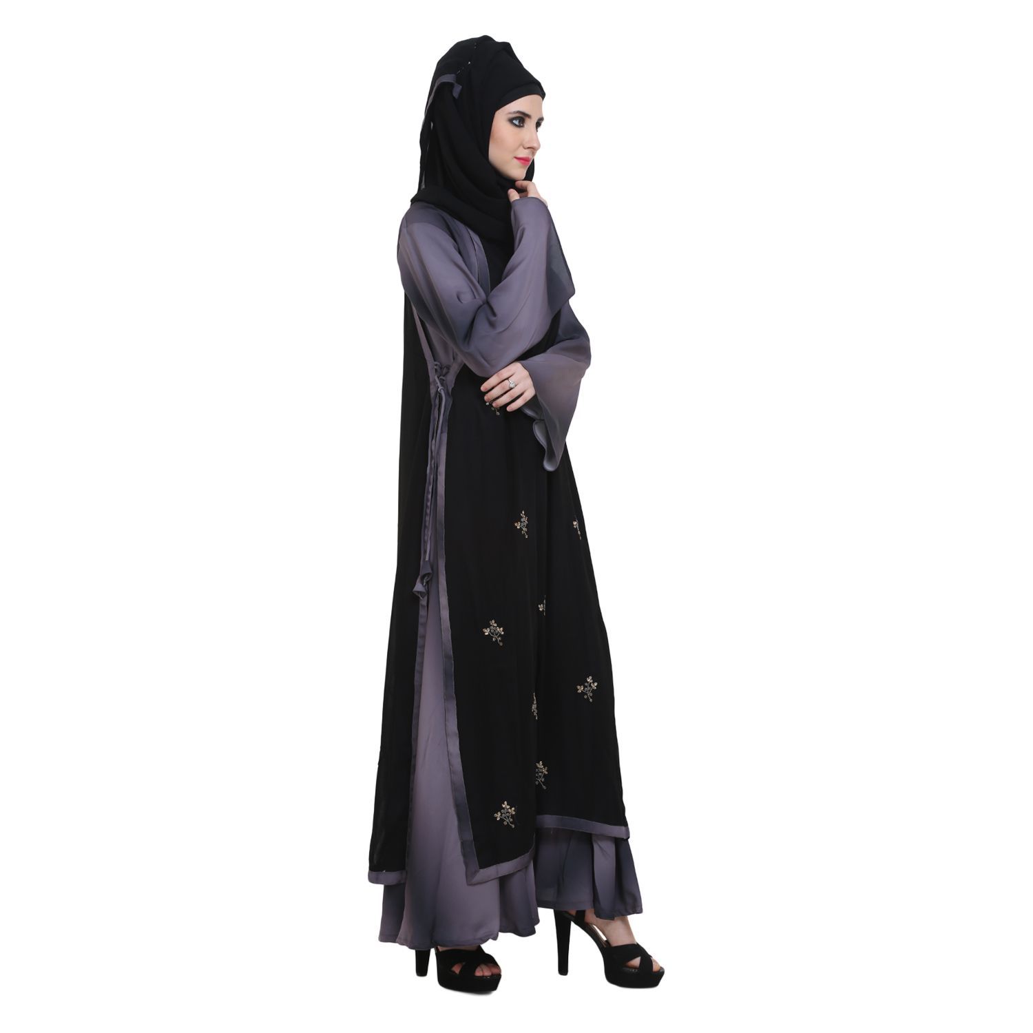 abaya Multicoloured Crepe Stitched Burqas with Hijab Price in India abaya Multicoloured Crepe Stitched Burqas with Hijab