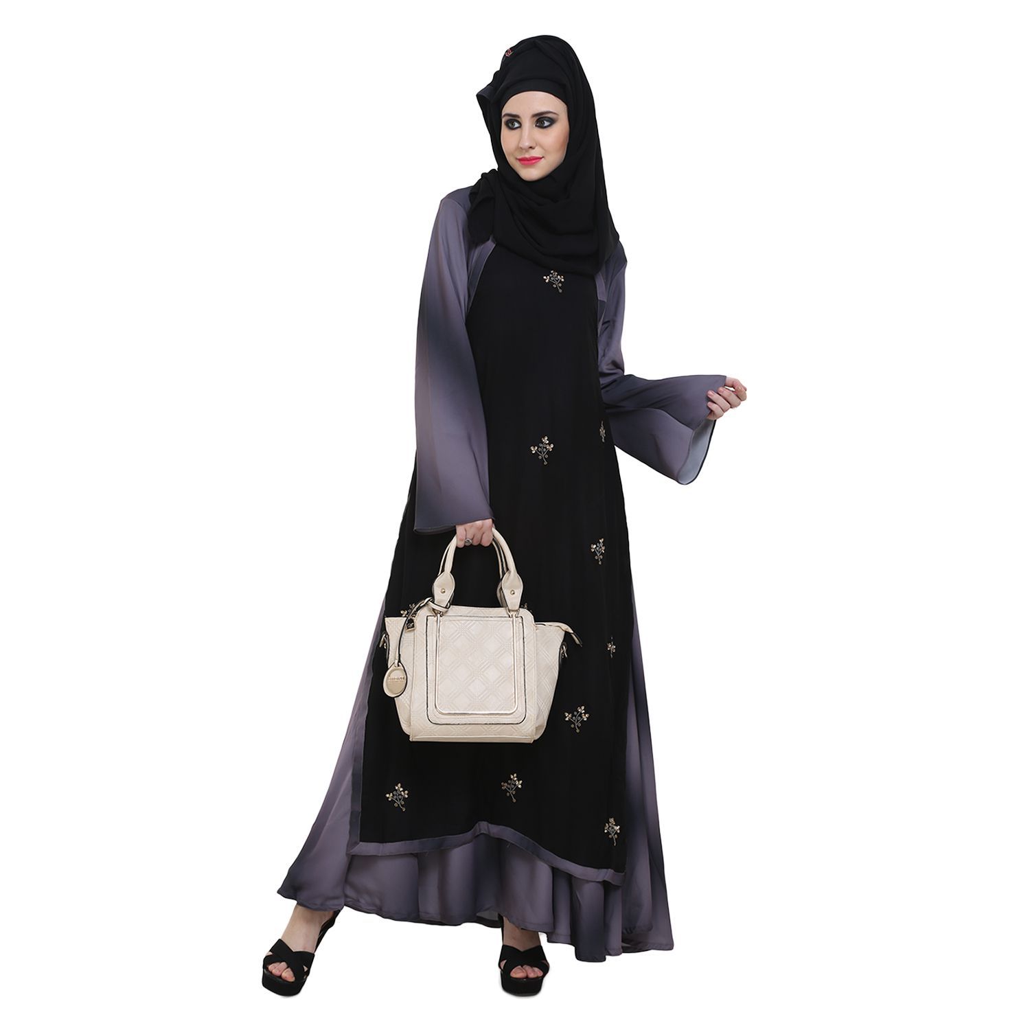 abaya Multicoloured Crepe Stitched Burqas with Hijab Price in India abaya Multicoloured Crepe Stitched Burqas with Hijab