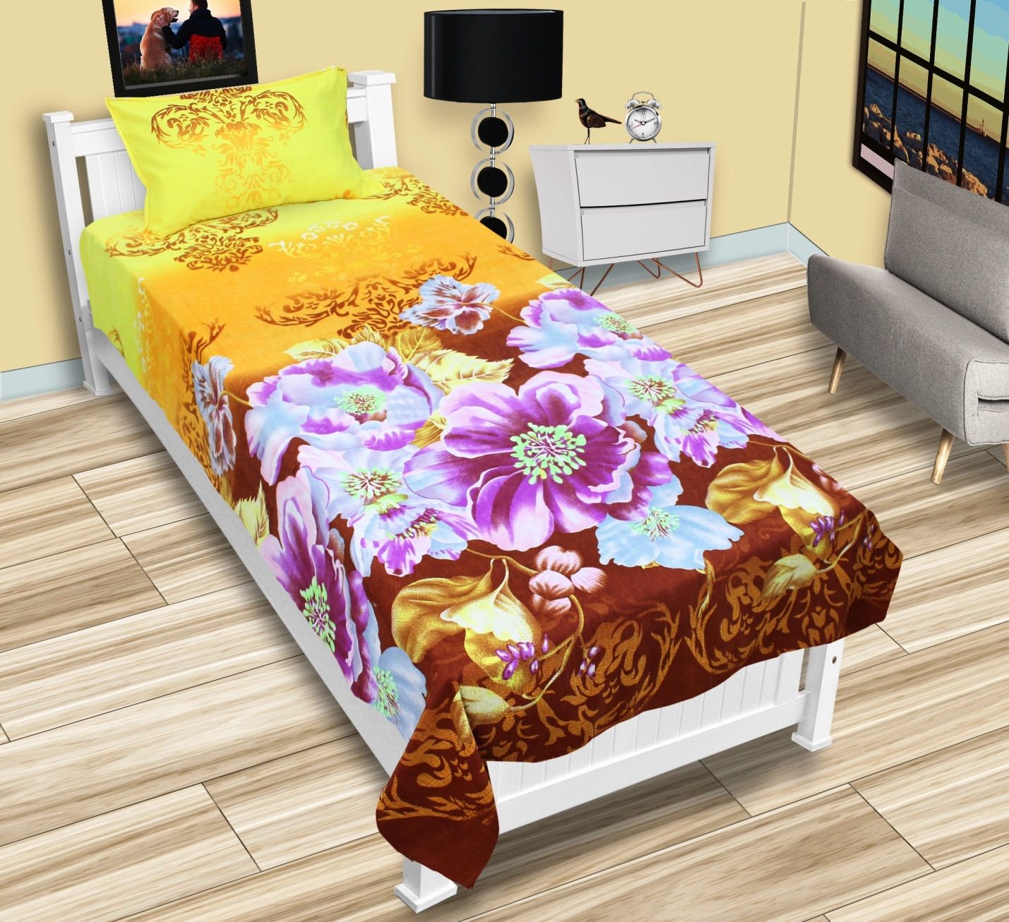 Panipat Direct Microfibre Single Bedsheet with 1 Pillow Cover Buy