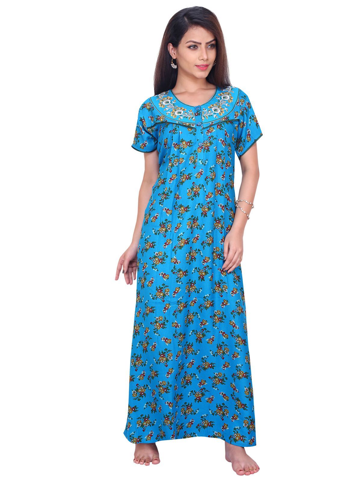 Buy abc garments Cotton Nighty & Night Gowns Blue Online at Best