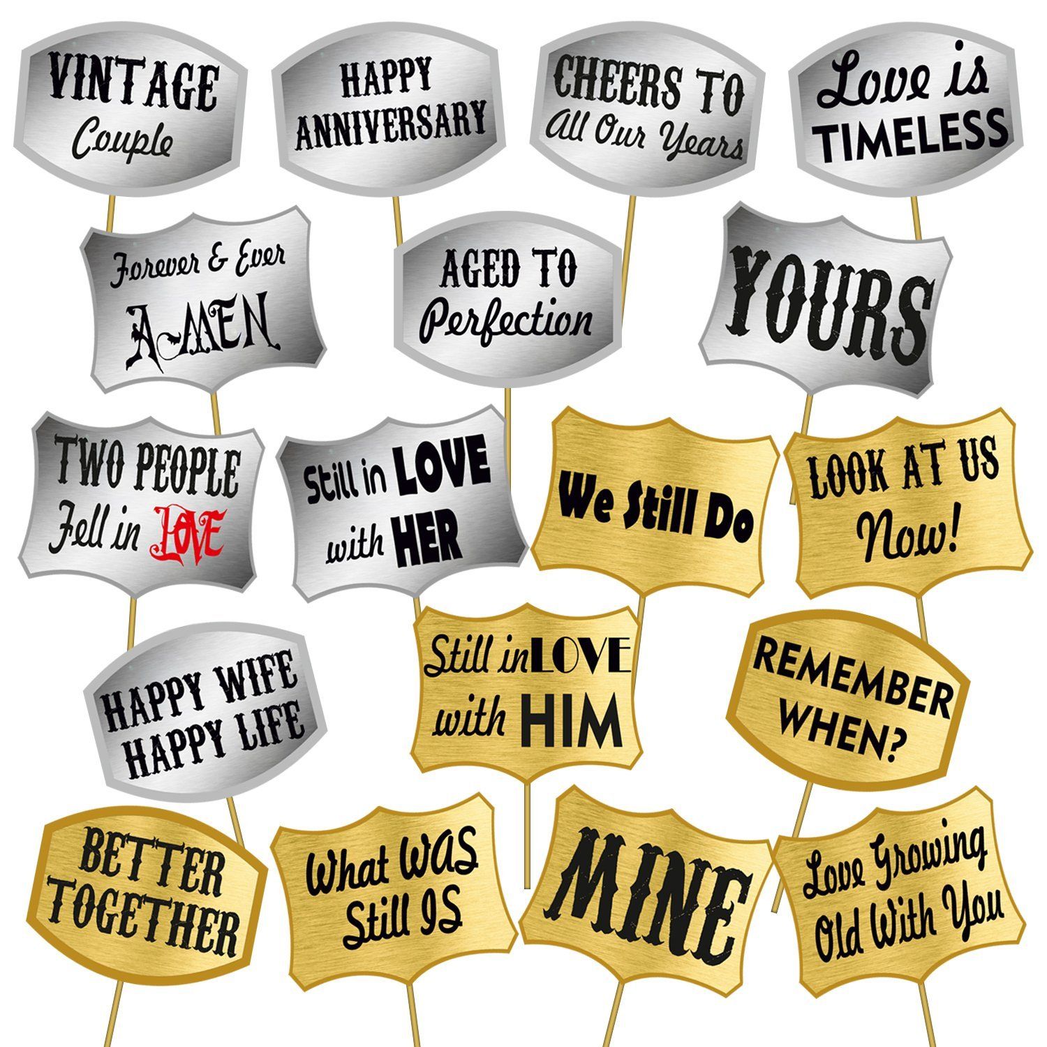     			Party Propz™ Happy Anniversary Photo Props / wedding photo props / 25th anniversary decoration / happy anniversary decoration / anniversary photo props / 50th anniversary decorations