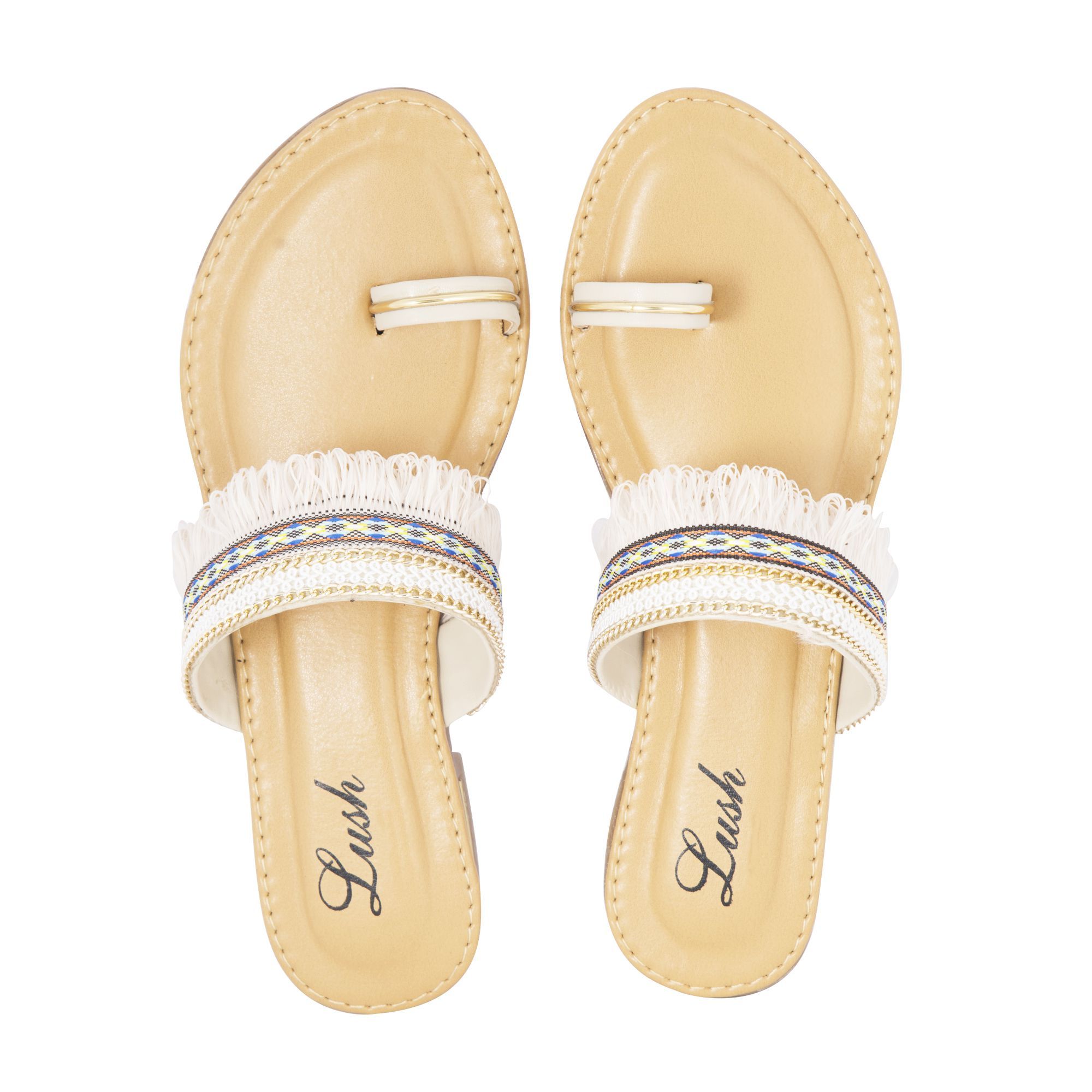 cream flats with ankle strap