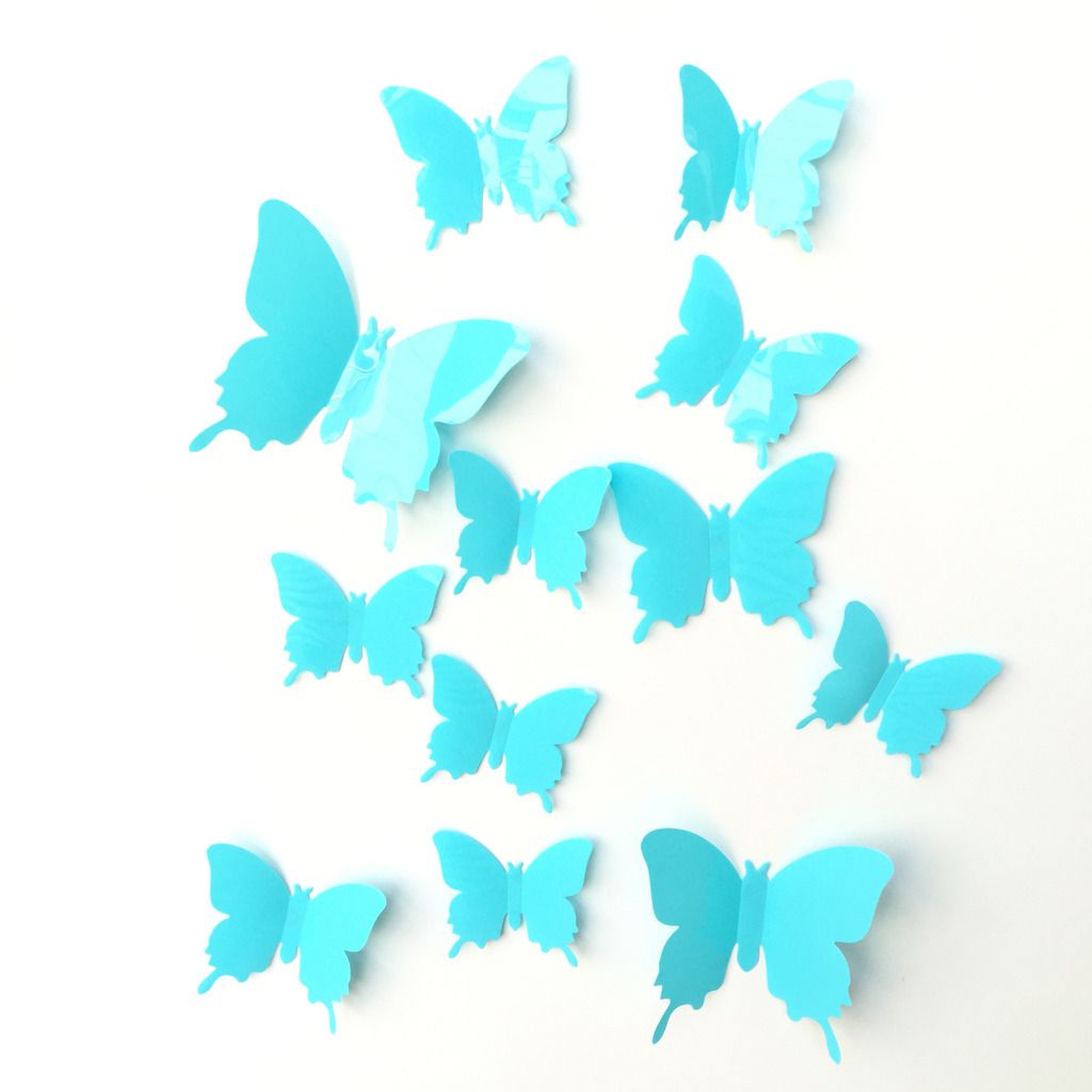     			Jaamso Royals Light Blue Butterfly Animals Animals PVC 3D Sticker