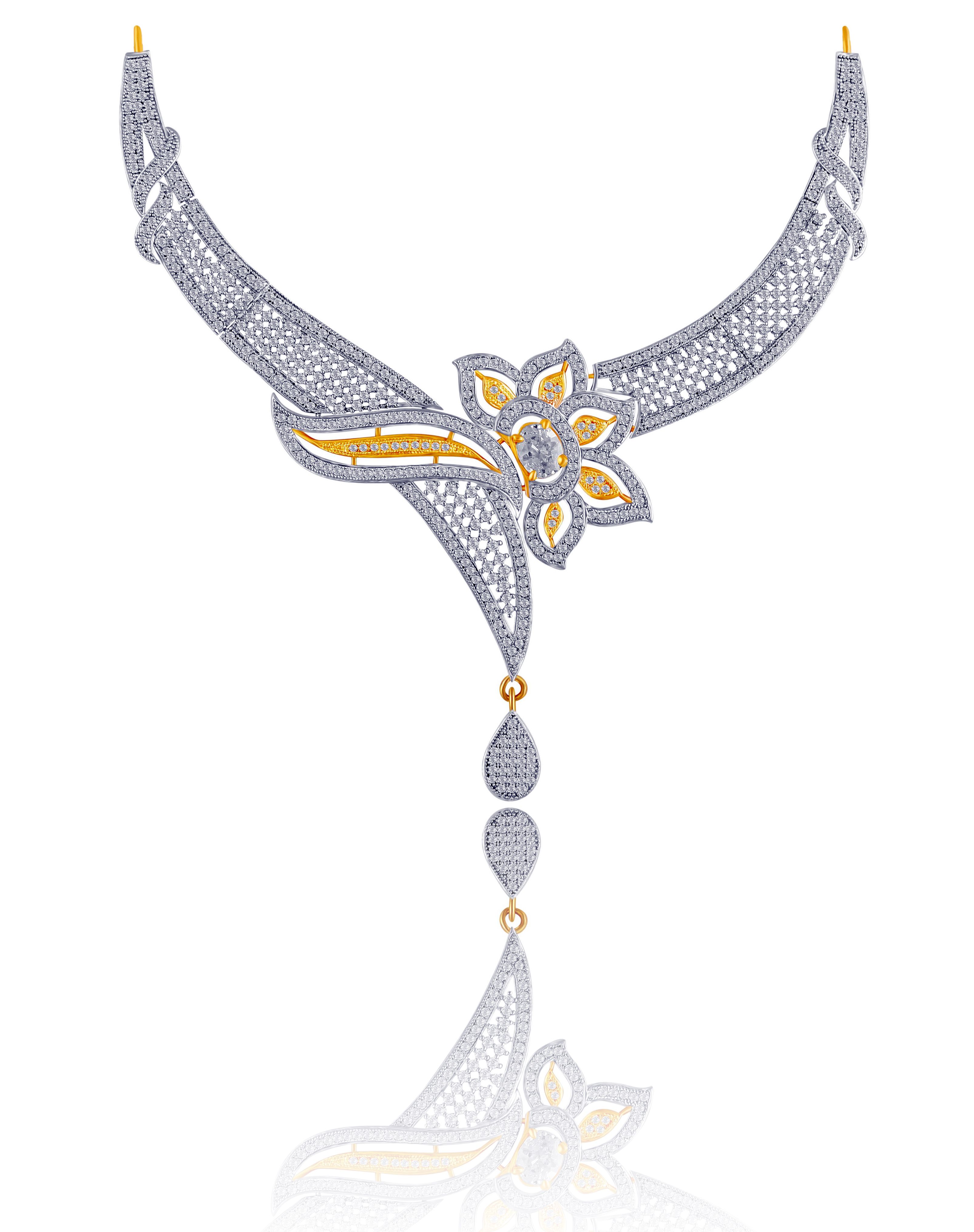 Nks American diamond white necklace for women/girls in crimson necklace